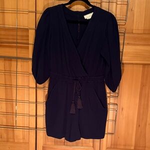 Anthropologie Navy Blue Romper with Tassel
